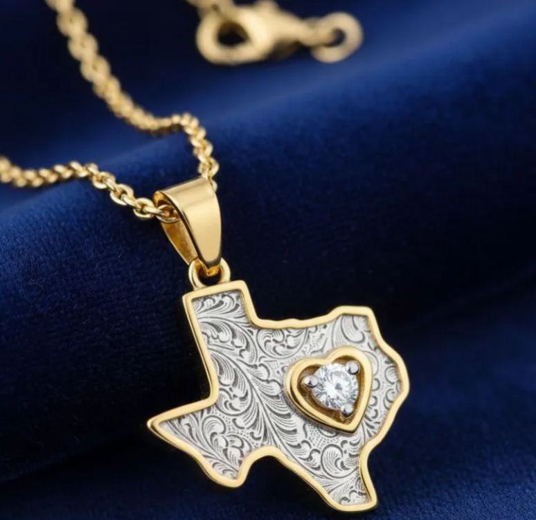 Personalized Sterling Silver Custom Home State Outline Name and Birthstone Necklace