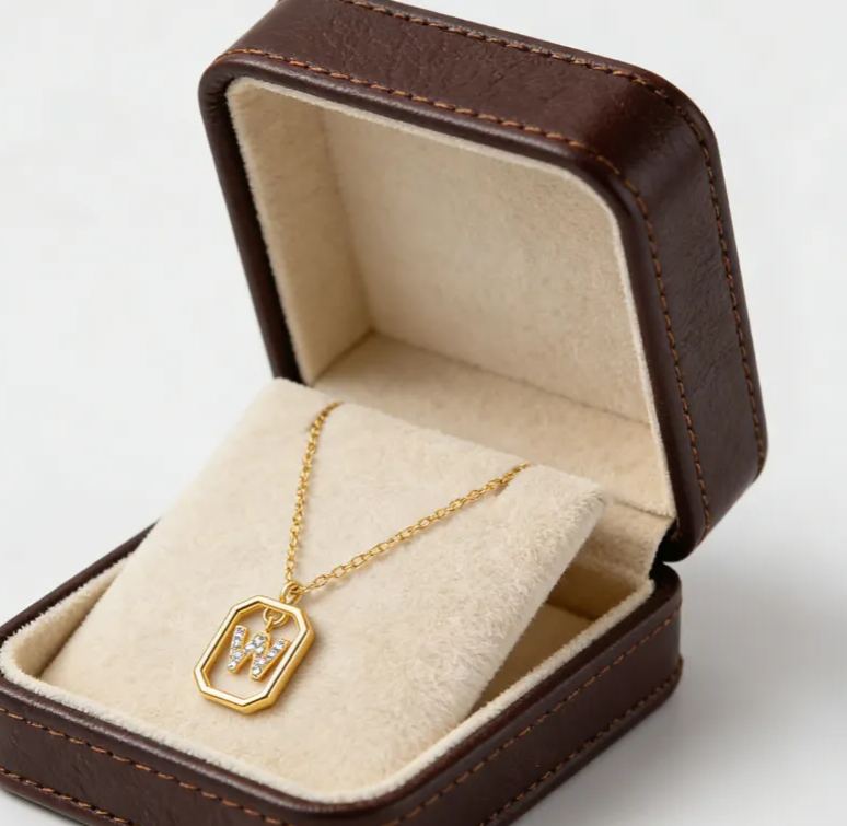 Personalized Sterling Silver 26 Letter Alphabet Octagon Framed Necklace with Custom Letter Choice