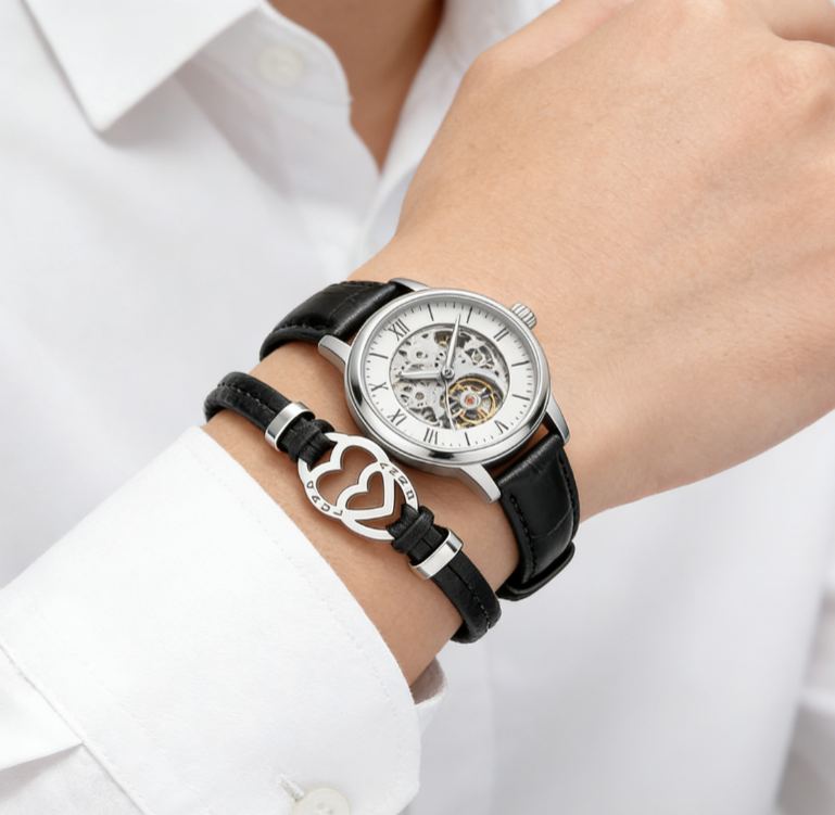 Personalized Stainless Steel Heart in Heart Leather Couple Bracelets with Custom Names for Lovers