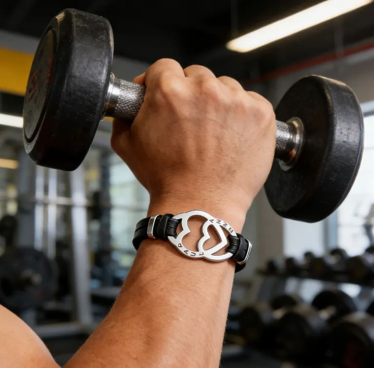 Personalized Stainless Steel Heart in Heart Leather Couple Bracelets with Custom Names for Lovers