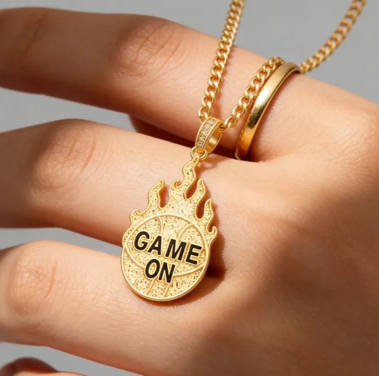 Custom Basketball Pendant Necklace – Personalized Text on Basketball Design for Basketball Enthusiasts