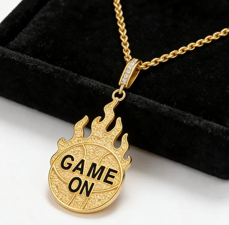 Custom Basketball Pendant Necklace – Personalized Text on Basketball Design for Basketball Enthusiasts