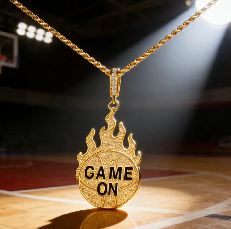 Custom Basketball Pendant Necklace – Personalized Text on Basketball Design for Basketball Enthusiasts