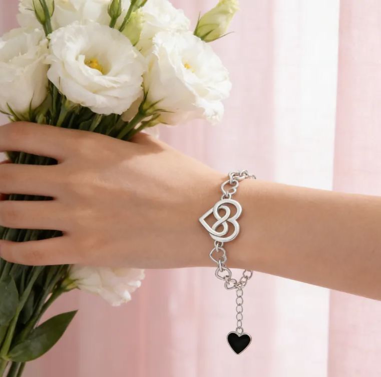 Personalized Heart-in-Heart Mother-Daughter Bracelet A Gift for Him   925 Sterling Silver Bracelet