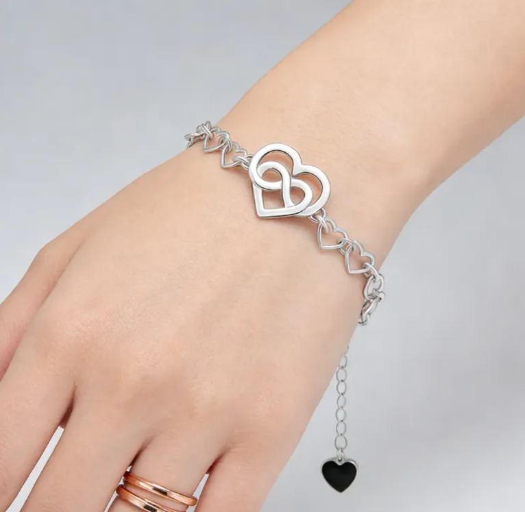 Personalized Heart-in-Heart Mother-Daughter Bracelet A Gift for Him   925 Sterling Silver Bracelet