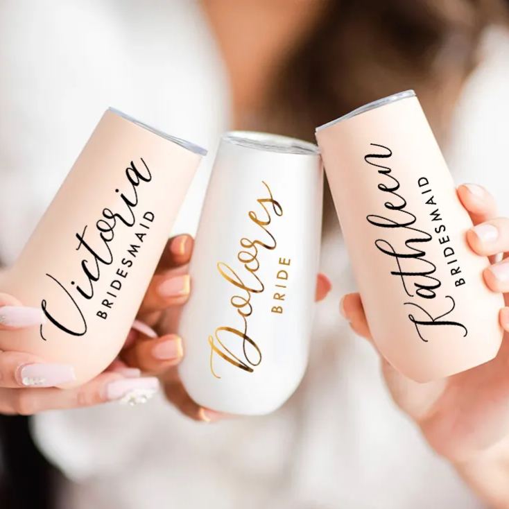 Personalized Graceful Bridesmaid Name Champagne Tumbler Custom Bride Champagne Tumbler Maid of Honor Bachelorette Party Favors Bridal Shower Gift
