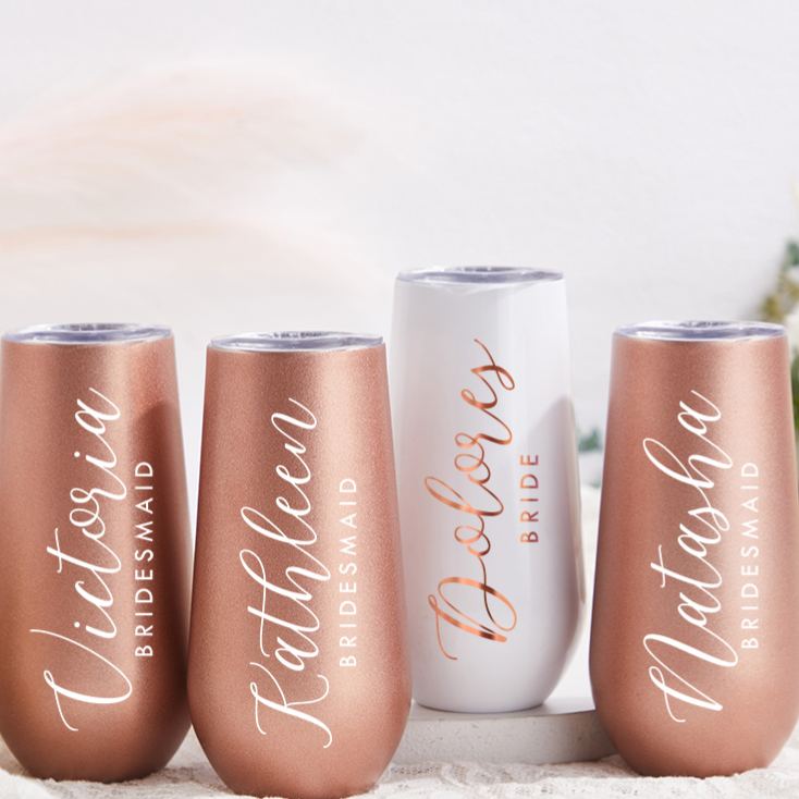 Personalized Graceful Bridesmaid Name Champagne Tumbler Custom Bride Champagne Tumbler Maid of Honor Bachelorette Party Favors Bridal Shower Gift