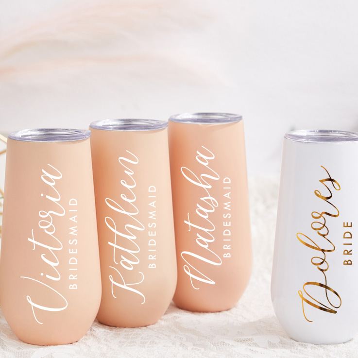 Personalized Graceful Bridesmaid Name Champagne Tumbler Custom Bride Champagne Tumbler Maid of Honor Bachelorette Party Favors Bridal Shower Gift