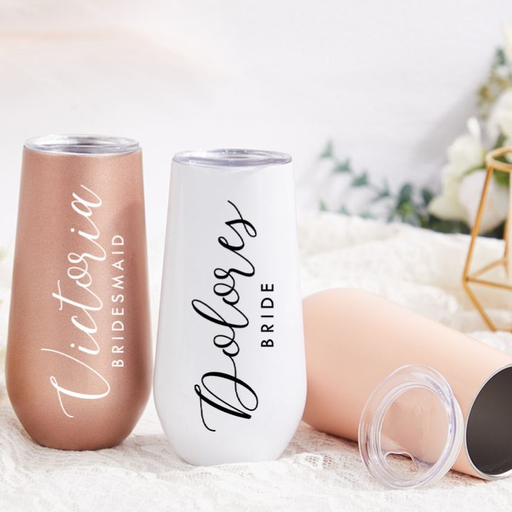 Personalized Graceful Bridesmaid Name Champagne Tumbler Custom Bride Champagne Tumbler Maid of Honor Bachelorette Party Favors Bridal Shower Gift