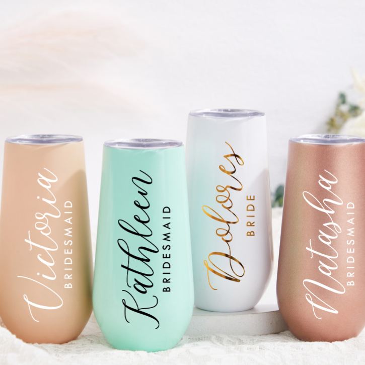 Personalized Graceful Bridesmaid Name Champagne Tumbler Custom Bride Champagne Tumbler Maid of Honor Bachelorette Party Favors Bridal Shower Gift