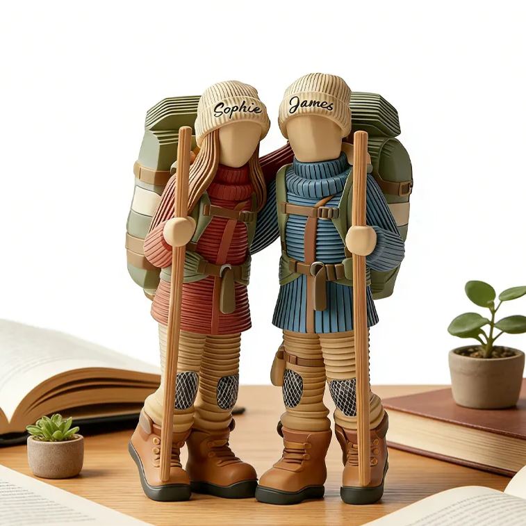 Personalized 3D Printing Hiking Acrylic Ornament Custom Couple Hiking Camping Lover Gift
