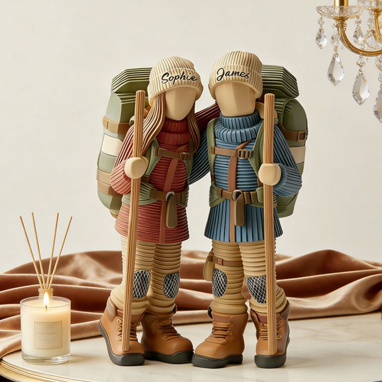 Personalized 3D Printing Hiking Acrylic Ornament Custom Couple Hiking Camping Lover Gift