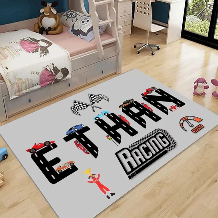 Personalized Checkered Flag Diatomite Mat Custom Name Mat Gift for Racers and Racing Lovers