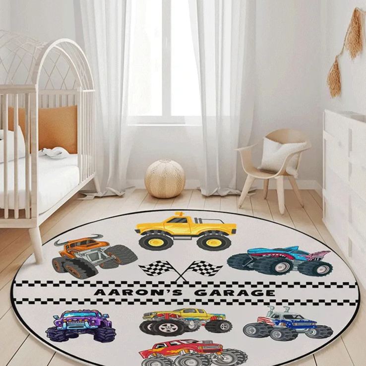 Personalized Monster Truck Diatomite Mat Custom Name Mat Gift for Racers and Racing Lovers