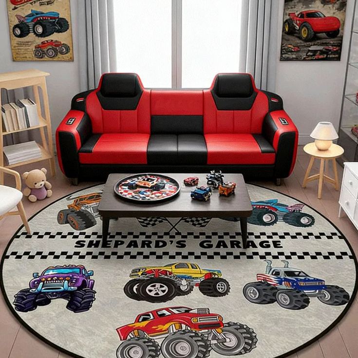 Personalized Monster Truck Diatomite Mat Custom Name Mat Gift for Racers and Racing Lovers