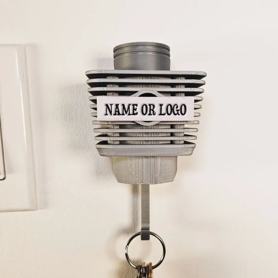 Personalized Engine Cylinder Key Holder Custom Wall Hook for Biker Gearheads Racer
