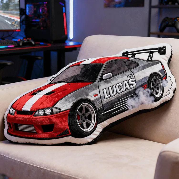 Personalized Racing Car Plush Pillow Custom Name Pillow Gift for Racer and Racing Enthusiasts
