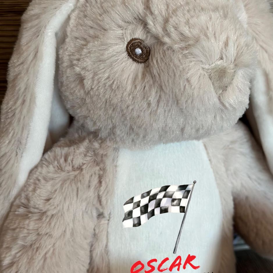 Personalized Racing Bunny Plush Custom Pole Position in My Heart Gift for Motorsports Lovers