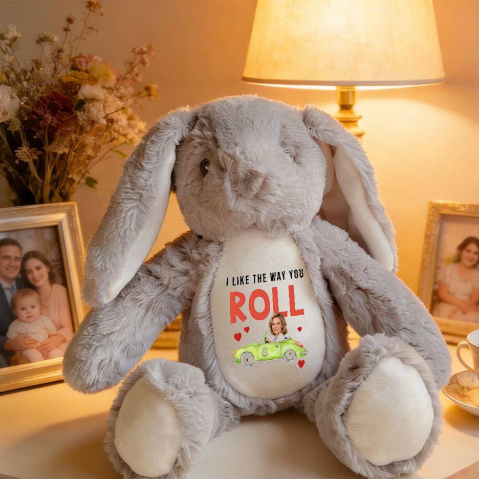 Personalized Racing Bunny Plush Custom Gift for Easter Valentine’s Day and Racing Fans