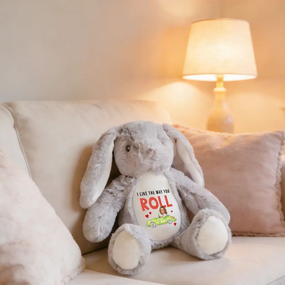 Personalized Racing Bunny Plush Custom Gift for Easter Valentine’s Day and Racing Fans