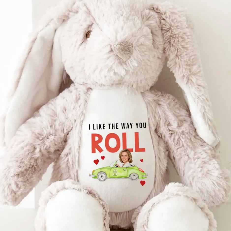 Personalized Racing Bunny Plush Custom Gift for Easter Valentine’s Day and Racing Fans