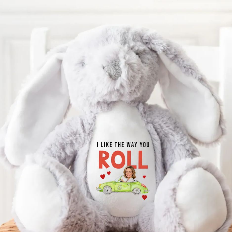 Personalized Racing Bunny Plush Custom Gift for Easter Valentine’s Day and Racing Fans