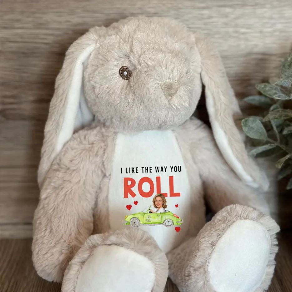 Personalized Racing Bunny Plush Custom Gift for Easter Valentine’s Day and Racing Fans