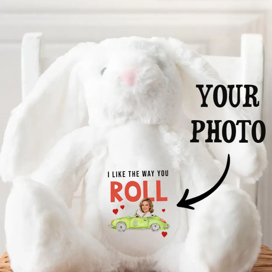 Personalized Racing Bunny Plush Custom Gift for Easter Valentine’s Day and Racing Fans