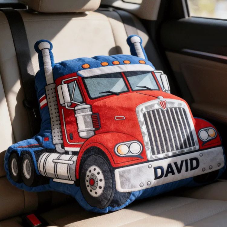 Personalized Truck Plush Pillow Custom Name Home Decor Gift for Racer and Racing Enthusiasts