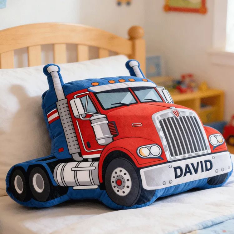 Personalized Truck Plush Pillow Custom Name Home Decor Gift for Racer and Racing Enthusiasts