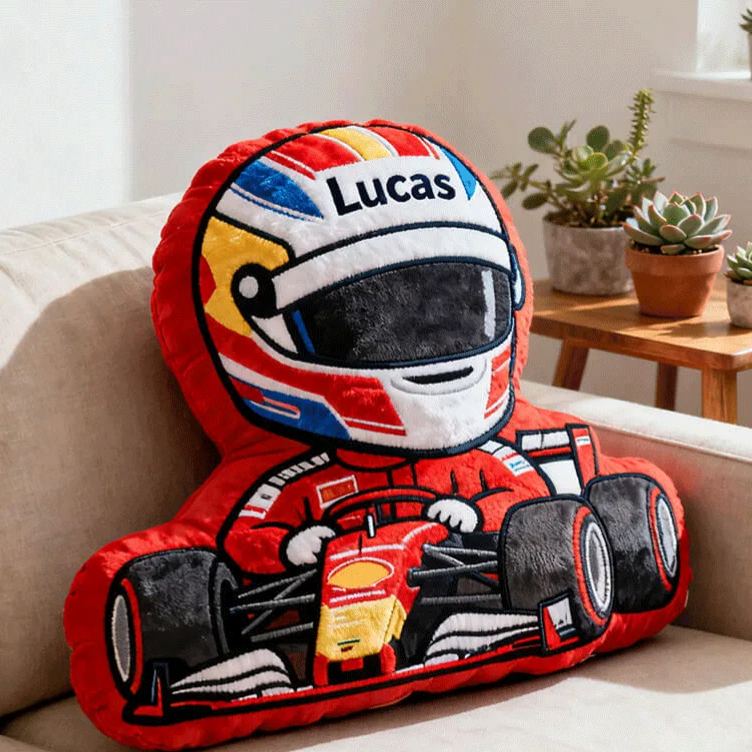 Personalized Racing Pillow Custom Name Plush Perfect Home Decor Gift for Racers and Racing Lovers