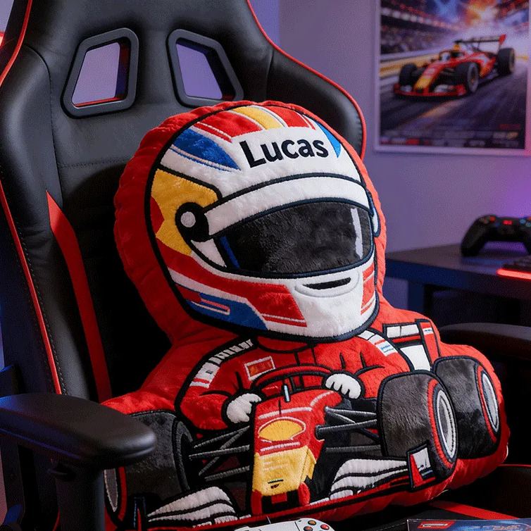 Personalized Racing Pillow Custom Name Plush Perfect Home Decor Gift for Racers and Racing Lovers