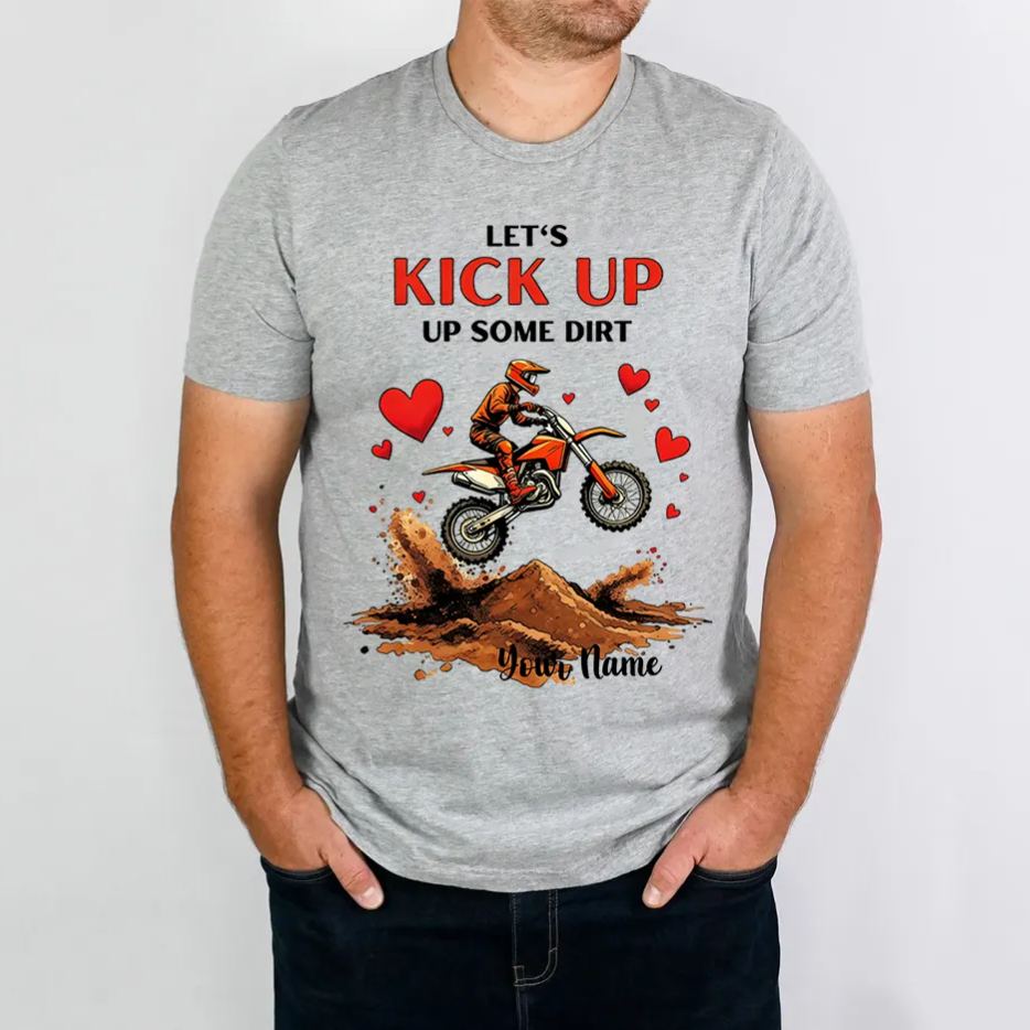 Personalized Couple’s Motocross T-Shirt Custom Dirt Bike Design for Riders in Love