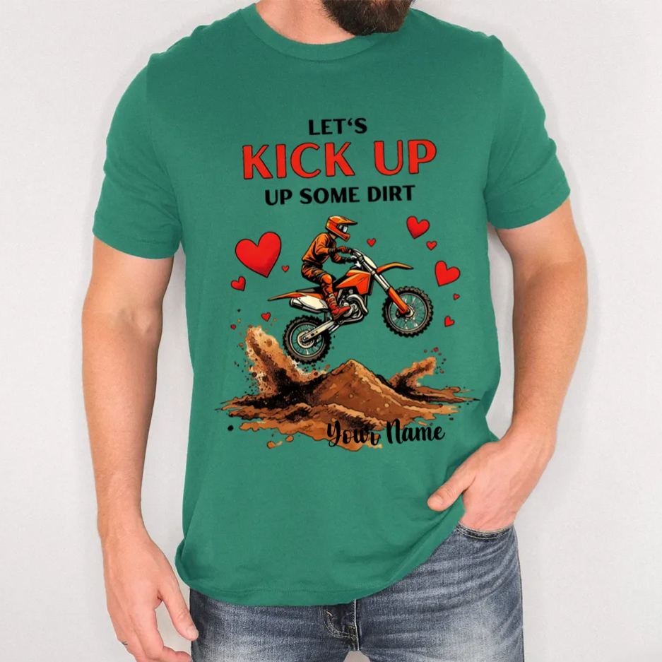 Personalized Couple’s Motocross T-Shirt Custom Dirt Bike Design for Riders in Love