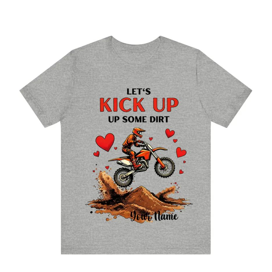 Personalized Couple’s Motocross T-Shirt Custom Dirt Bike Design for Riders in Love