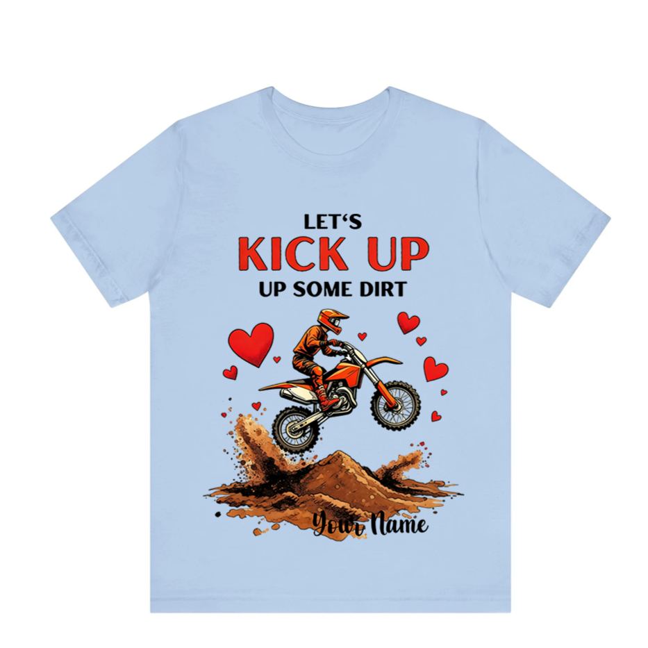 Personalized Couple’s Motocross T-Shirt Custom Dirt Bike Design for Riders in Love