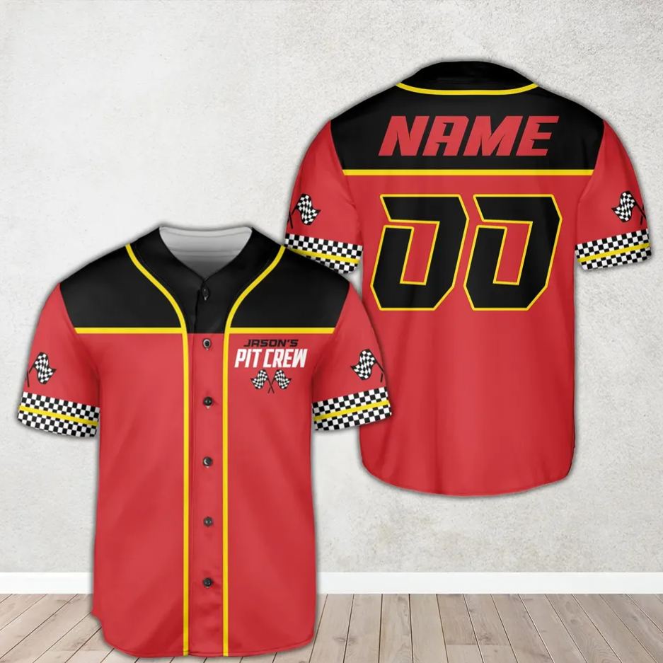 Personalized Racing Pit Crew Jersey  Custom Team Shirt with Name and Number