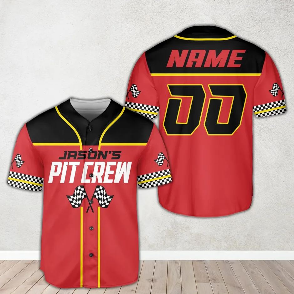 Personalized Racing Pit Crew Jersey  Custom Team Shirt with Name and Number