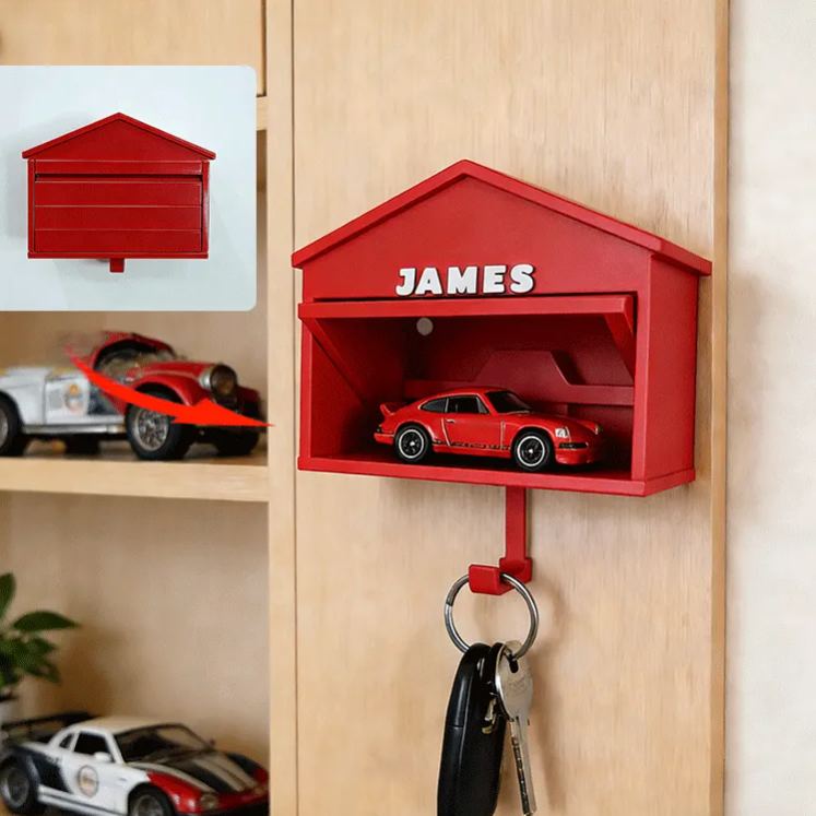 Personalized Car Garage Key Holder Custom Name Key Hook Unique Gift for Racers and Car Lovers