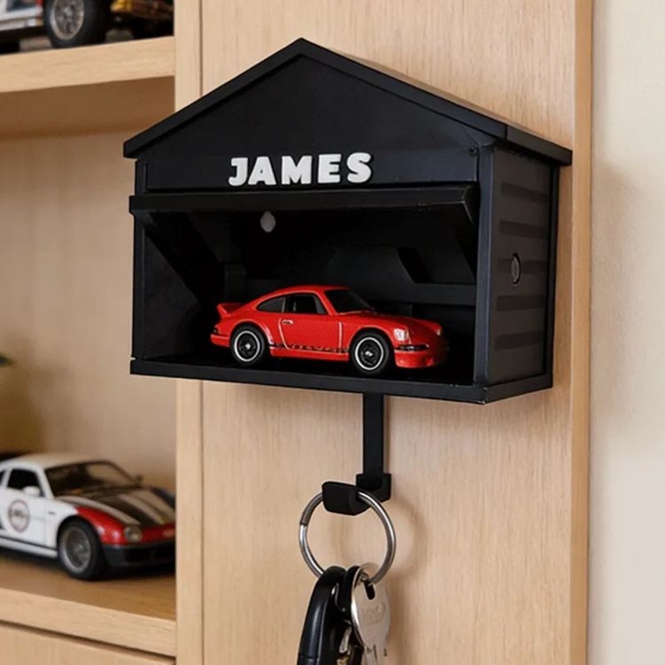 Personalized Car Garage Key Holder Custom Name Key Hook Unique Gift for Racers and Car Lovers