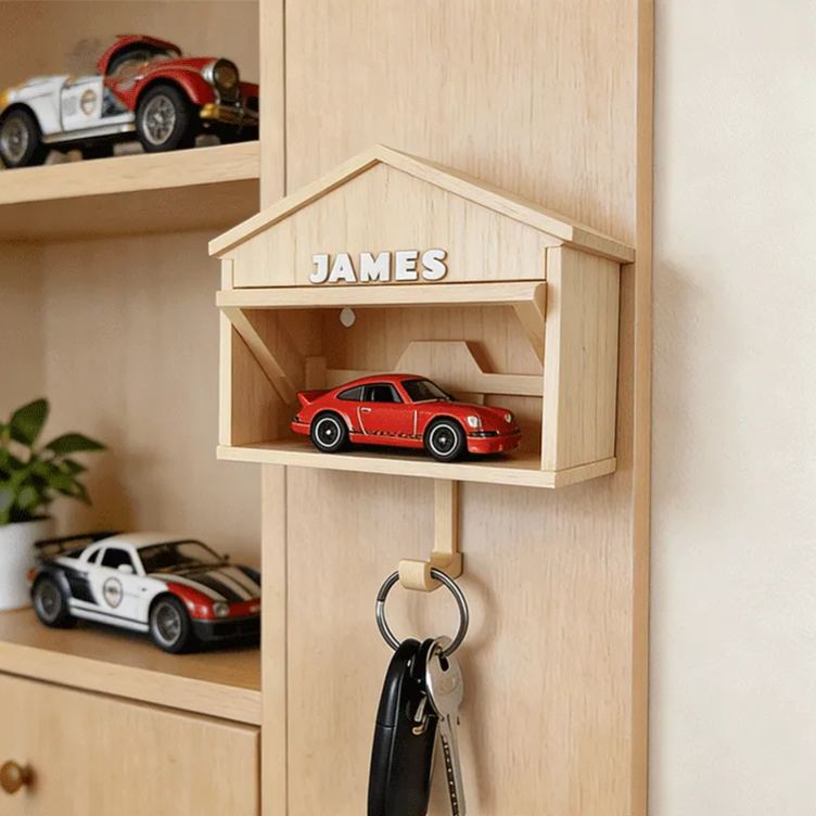Personalized Car Garage Key Holder Custom Name Key Hook Unique Gift for Racers and Car Lovers