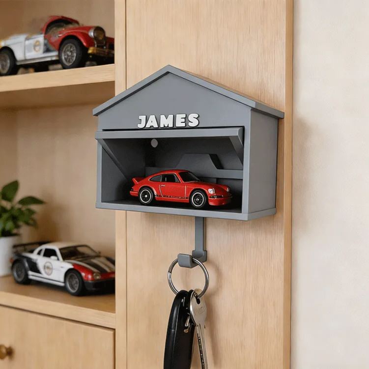 Personalized Car Garage Key Holder Custom Name Key Hook Unique Gift for Racers and Car Lovers