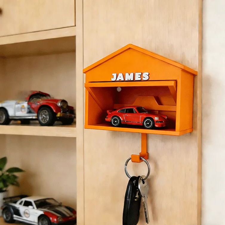 Personalized Car Garage Key Holder Custom Name Key Hook Unique Gift for Racers and Car Lovers