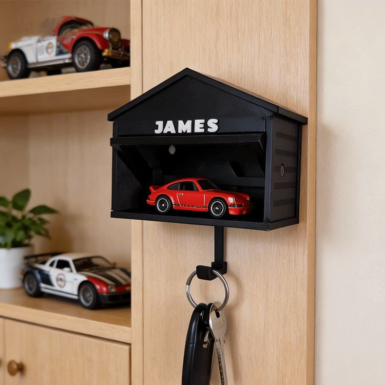 Personalized Car Garage Key Holder Custom Name Key Hook Unique Gift for Racers and Car Lovers