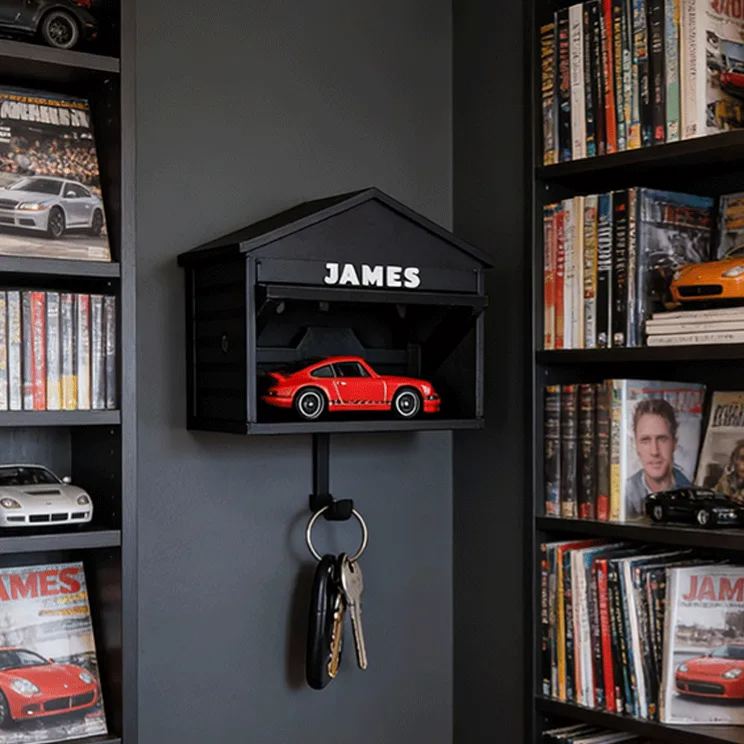 Personalized Car Garage Key Holder Custom Name Key Hook Unique Gift for Racers and Car Lovers