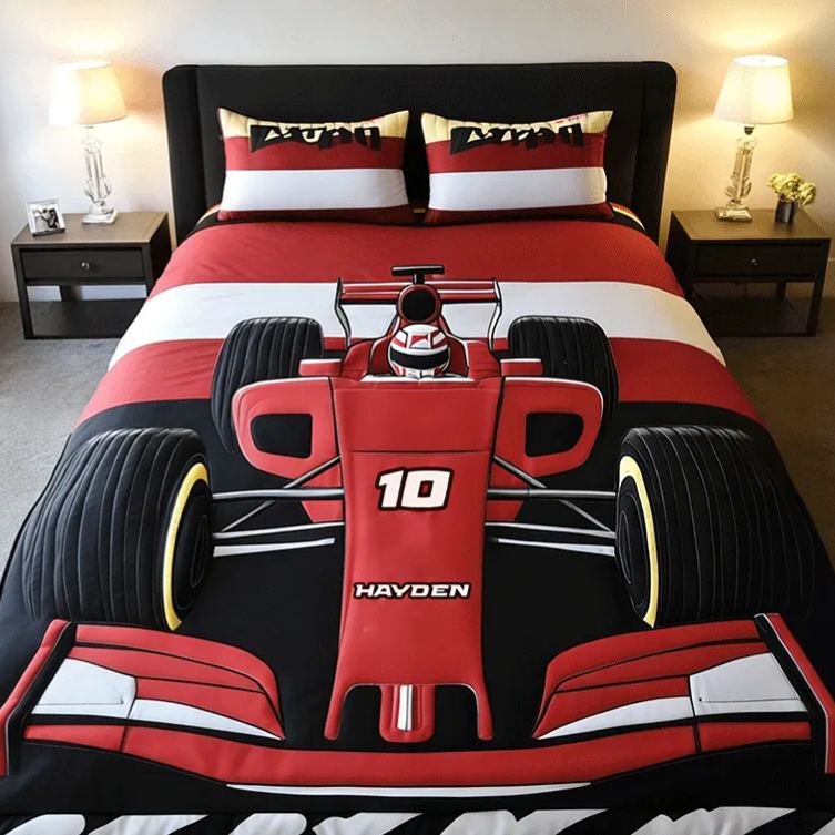 Personalized Speed Car Adventure Quilt Bed Set Unique Gift for Racing Lovers