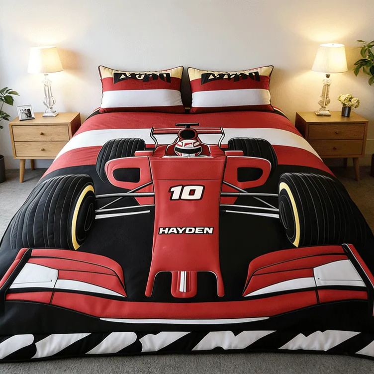 Personalized Speed Car Adventure Quilt Bed Set Unique Gift for Racing Lovers