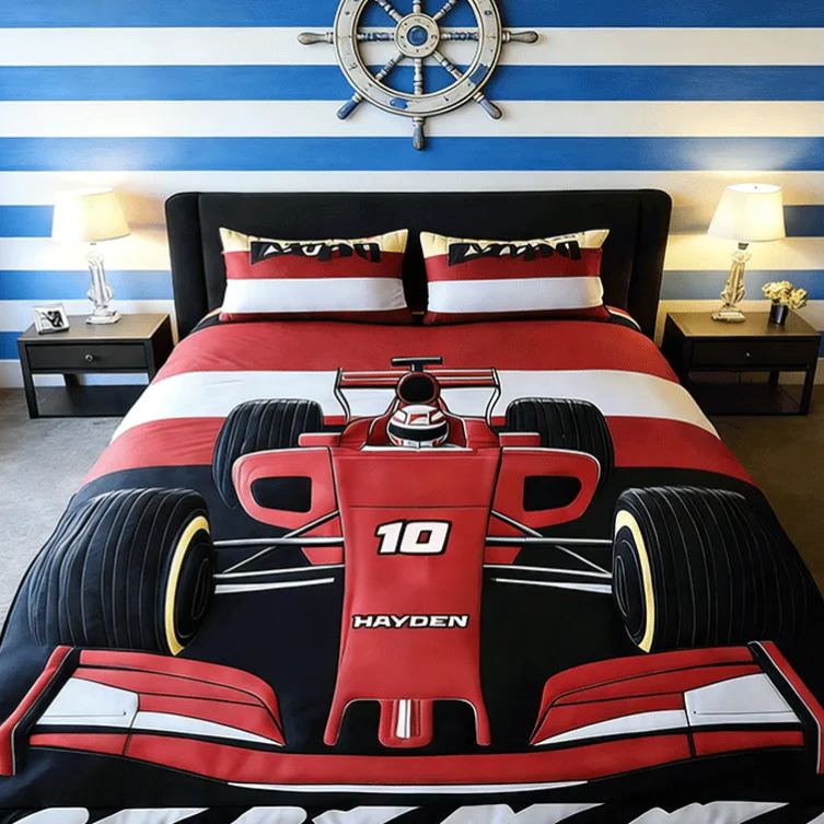 Personalized Speed Car Adventure Quilt Bed Set Unique Gift for Racing Lovers
