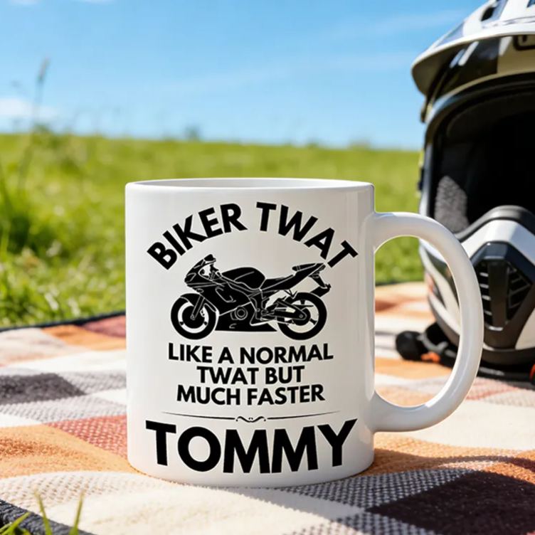 Personalized Biker Twat Mug Custom Name Mug Gift for Biker and Motorcycle Fans