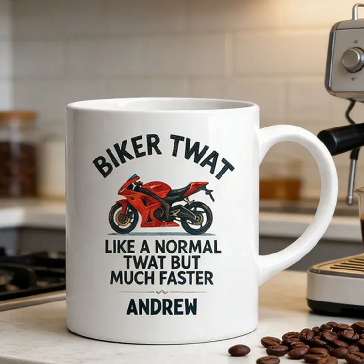 Personalized Biker Twat Mug Custom Name Gift for Biker and Motorcycle Fans